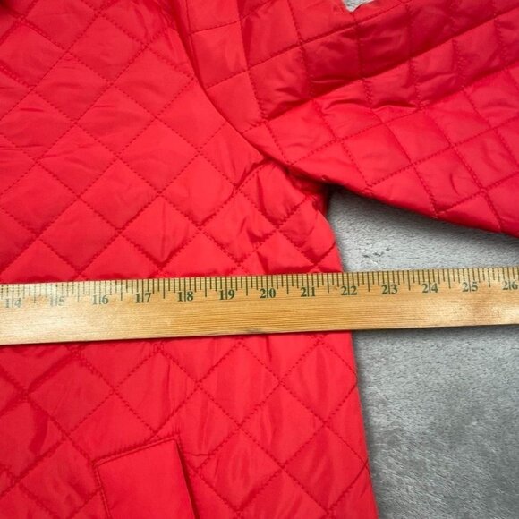 Anne Klein Red Quilted Jacket Medium Polyester Full Snap Front d0455 - Picture 9 of 11